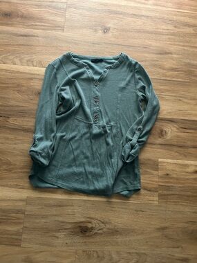Madewell Teal Button-Front Long-Sleeve Henley